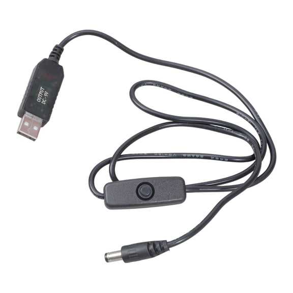 USB 5V to DC5.5x2.1mm 9V Power Supply Cable Voltages Adjust Cord with Switching Button for Car Navigation, LED Light