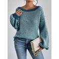 thumbnail image 2 of Womens Long Sleeve Sweater Crew Neck Casual Loose Clothes Spring Top Blue XL, 2 of 5