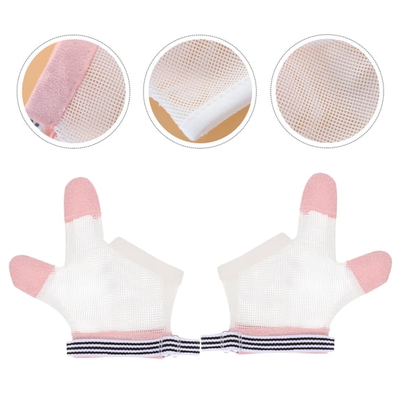 ELAYARD Breathable Pink Anti-Sucking Gloves for Infants Thumb and Finger Guard
