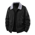 thumbnail image 4 of Men's Warm Fleece Jacket, Casual Style, Flared Collar, Long Sleeve, Button Closure, 4 of 9