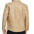 thumbnail image 4 of LOVZFMLL Jackets for Men Man Solid Color Button Washed Leather Jacket Lapel Coat, 4 of 5