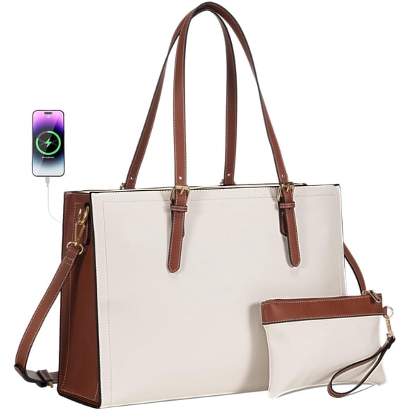 Bolsa para portátil LOVEVOOK de 15.6 pulgadas de piel sintética impermeable para mujer