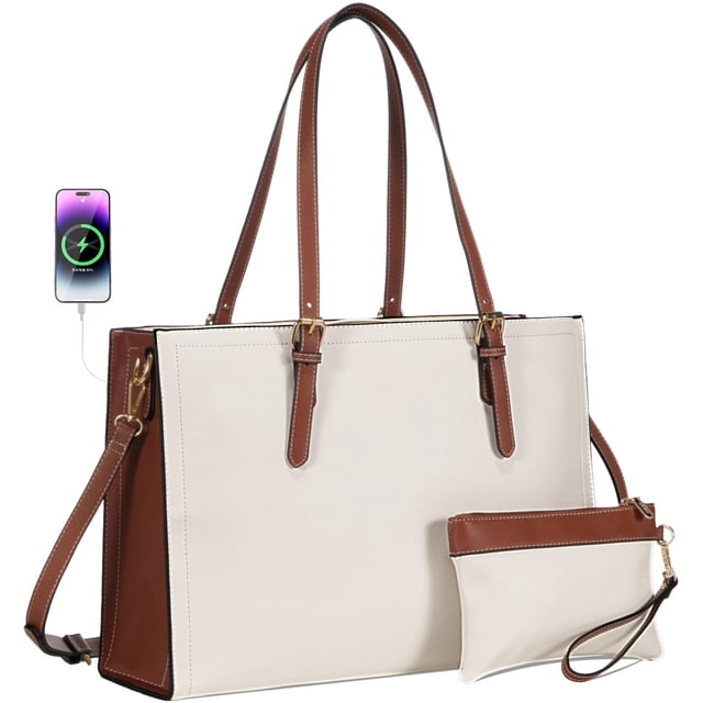 Bolsa para portátil LOVEVOOK de 15.6 pulgadas de piel sintética impermeable para mujer