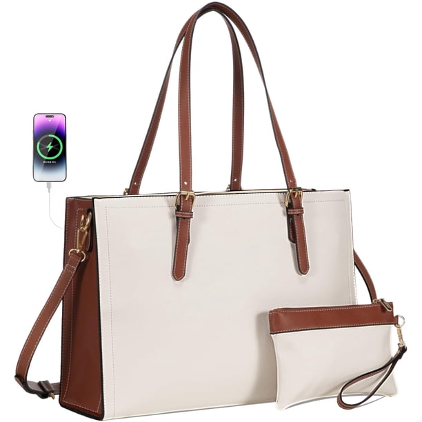 Bolsa para portátil LOVEVOOK de 15.6 pulgadas de piel sintética impermeable para mujer
