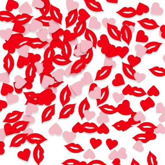 200Pcs Valentine's Day Heart Confetti Big Hearts Lips Shaped Heart Confetti Red Love Sprinkles Confetti Table Decoration for Wedding Valentines Anniversary Party Engagement Decor Suppli