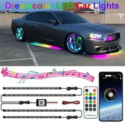 Amerteer Car LED Strip Light, Music Car Interior Light LED Under Dash Lighting Kit with Sound Active Function, Wireless Remote Control RGB Dreamcolor led Car underglow lights music strip