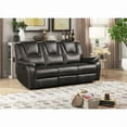thumbnail image 3 of Living Room Black Faux Leather Manual Reclining Sofa, 3 Seater Sofa Couch with Padded Armrest, 3 of 4