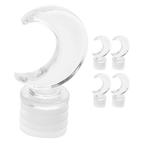 TABLZONE Clear Replacement Stopper Plastic Moon Shaped Decanter Stopper 5Pcs 2.36X1.18X0.79In