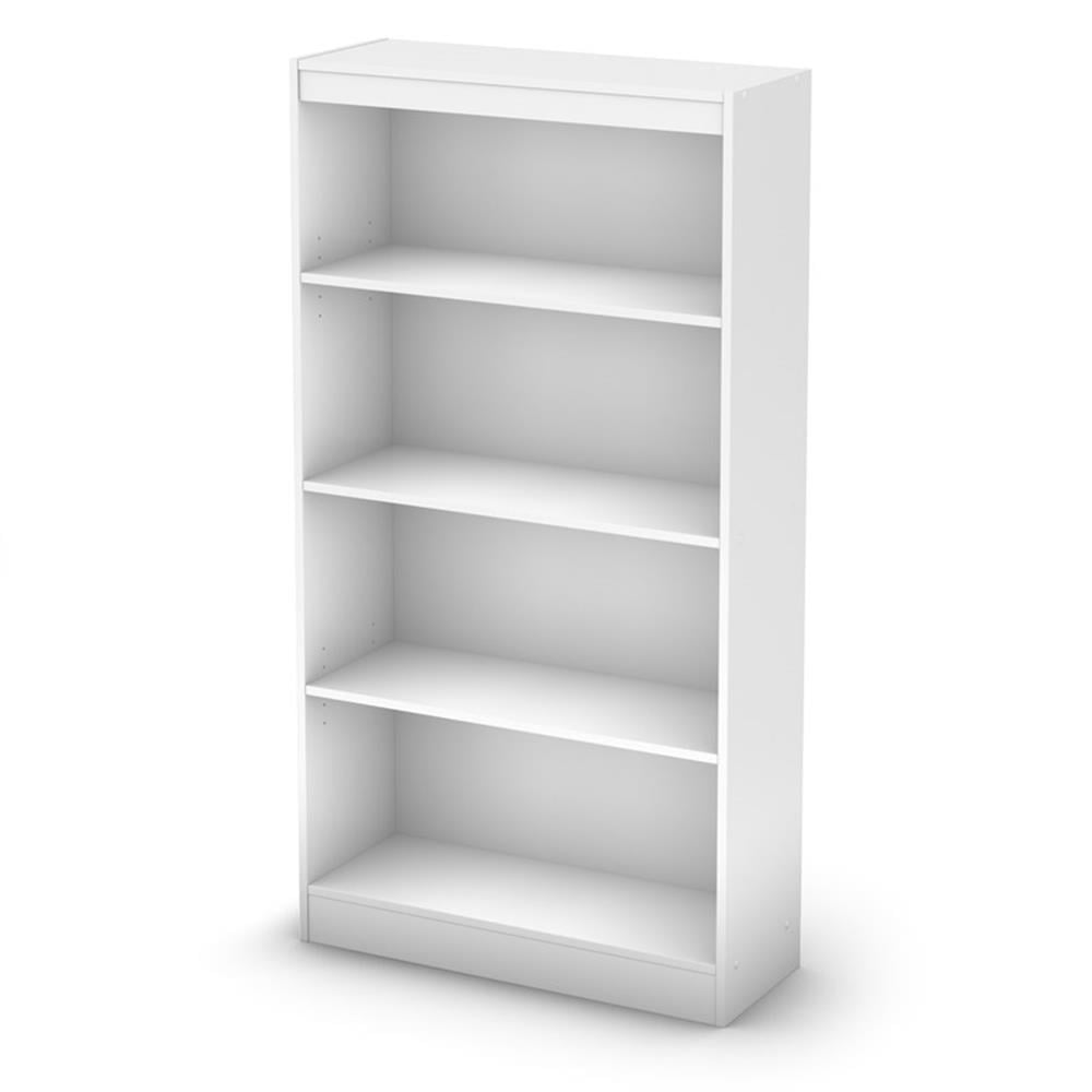 South Shore Axess Desk with Keyboard Tray and 4-Shelf Bookcase Set in Pure White