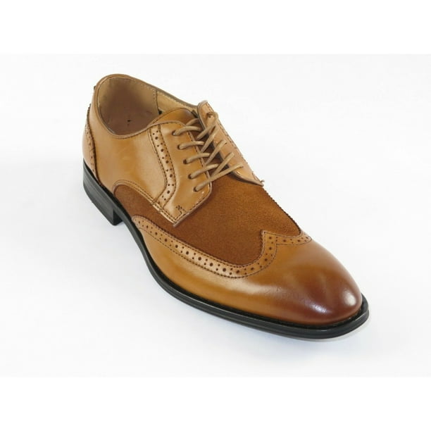 La Milano Mens La Milano Suede Leather Shoes Oxford Classic Wing Tip Dress A11408 Cognac Walmart Com Walmart Com