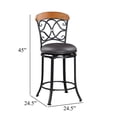 thumbnail image 5 of Swivel Bar Height Chair- Scroll Back- Faux Leather- Black Metal, 5 of 7