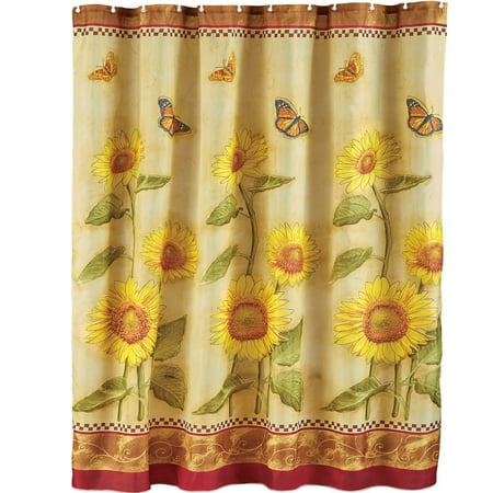 Collections Etc Butterfly And Sunflower Shower Curtain Machine
