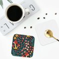 thumbnail image 4 of Pofeuu Berries and Flowers Print Coasters for Drinks, 4Pack PU Leather Coasters, Bar Drink Coasters for Tabletop Protection, Furniture from Damage-Square, 4 of 6