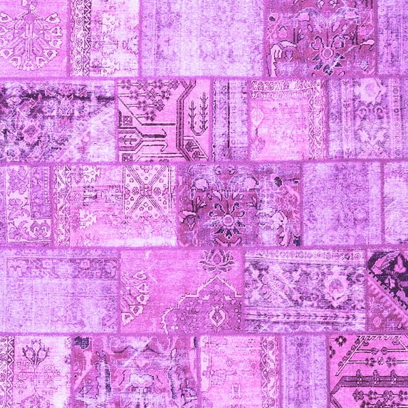 Ahgly Company Indoor Square Patchwork Purple Transitional Area Rugs, 4' Square