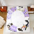 thumbnail image 5 of Homewish Fashion Cow Print Queen Sheet Sets, Rustic Farmhouse Animal Flat Sheet, Dreamy Purple Patchwork Queen Fitted Sheet, Breathable Home Decor, 4-Piece, 5 of 7