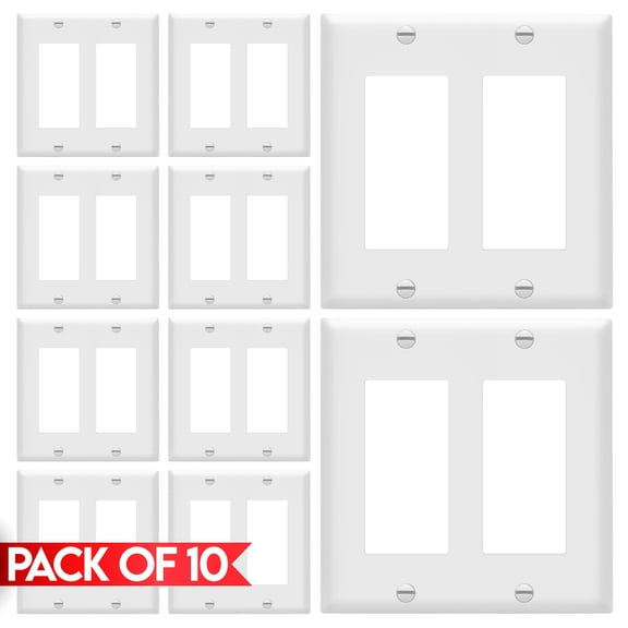 Cmple - 10 Pack Decorator Wall Plate 1-Gang Blank Wallplate Light Switch Cover Plate Standard GFCI Decorative Outlet Cover Single-Gang Receptacle Outlet - White