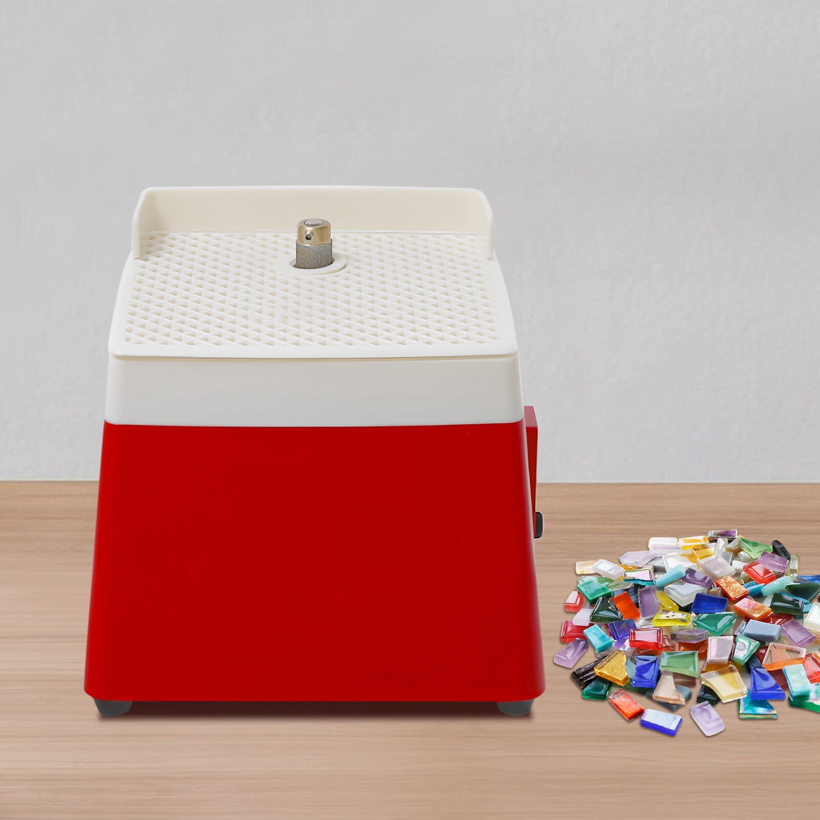 Portable Stained Glass Grinder Diamond Glass Art Grinding Tool Machine 110V Red for Homes, Workshops