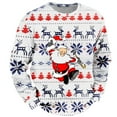 thumbnail image 4 of Chandail à Capuche Sans Capuche pour Hommes Hiver Chaud Col Rond Chandail Imprimé Flocon de Neige Père Noël Décontracté Confortable Doux, 4 of 4