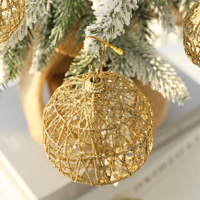 Adornos Navideños de Bolas Doradas de Hierro Forjado | Decoraciones Navideñas | 1 Unidad | 17 X 11 X 6 Cm | Material: Hierro