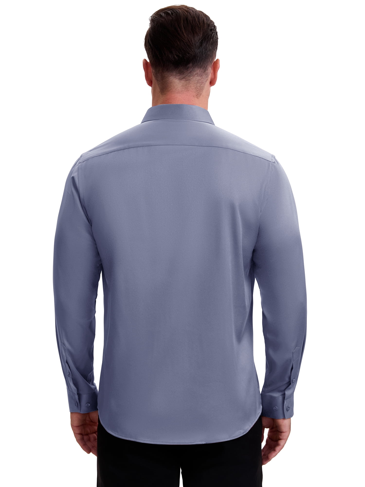 DARING DIVA Men's Point Collar Long Sleeve Button Down Formal Shirts XL Dark Gray