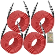 Fat Toad 4-Pack 50FT DJ PA Speaker Cables Professional 1/4-Inch Male to Male Audio Patch Cords 12 AWG Gauge Wire for Amps, Studio Recording & Performance Stage Gear