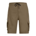 thumbnail image 5 of Nestiefly Mens Cargo Shorts Elastic Waist Drawstring Casual Work Outdoor Short Lightweight Summer Shorts with Multi Pocket Brown 3XL, 5 of 6