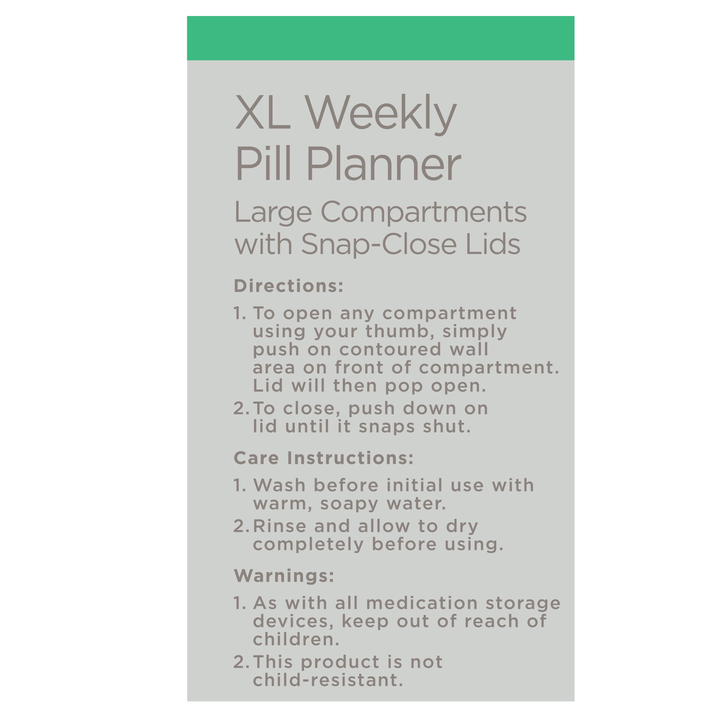 Equate XL Weekly Pill Planner, Blue