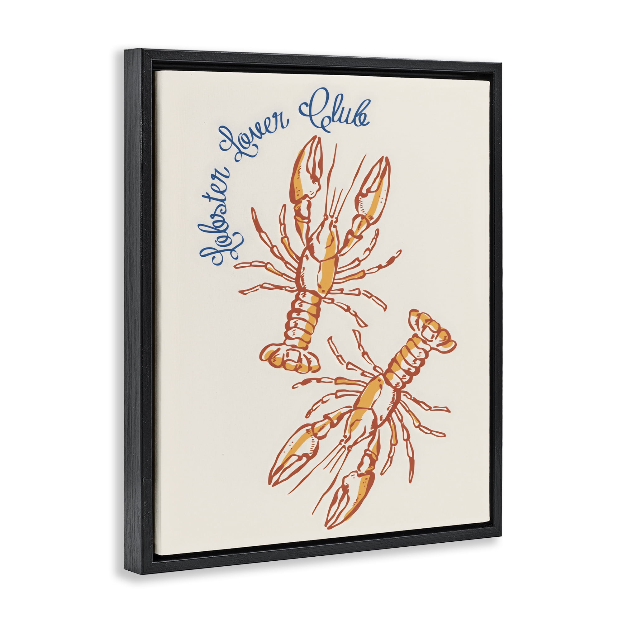 Stupell Industries Lobster Lover Club Black Framed Floater Canvas Wall Art, design by The Prints Vibe
