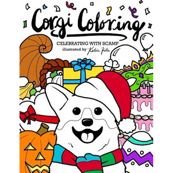 Pre-Owned Corgi Coloring : Celebrating With Scamp