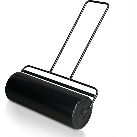 Lawn Roller, 17 Gallons Water and Sand Filled Garden Drum Roller with U Shaped Handle  beind Sod Roller for Planting, Seeding(Black)