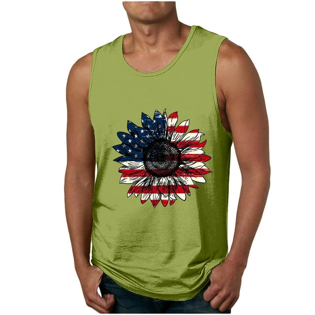 Tanques para Hombre para el Verano Solto Chaleco Impresión Deportivo Cuello Redondo, Casual