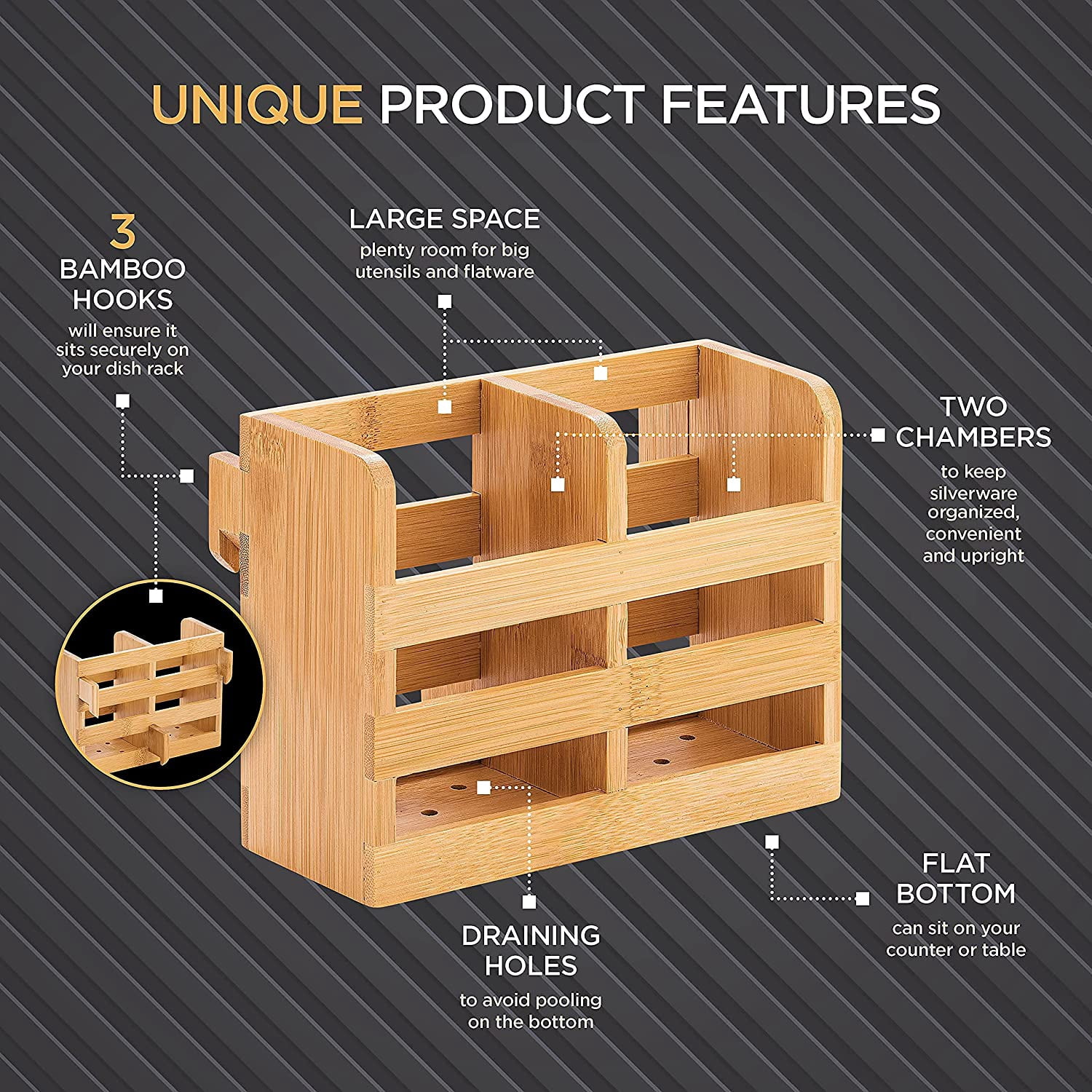 Bambusi Bamboo Utensil Holder for Dish Rack