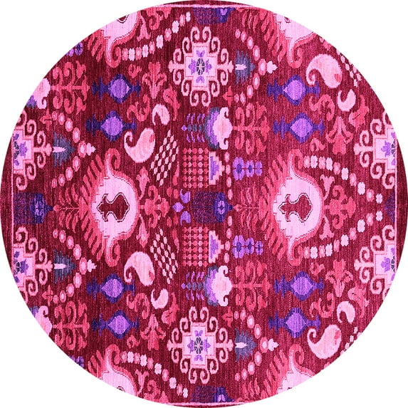 Ahgly Company Indoor Round Oriental Pink Industrial Area Rugs, 3' Round