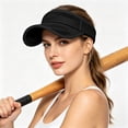 thumbnail image 2 of TFEOQRY Unisex Sun Visor Hat Wide Brim Lightweight Breathable UV Protection Adjustable Empty Top Baseball Mesh Cap, 2 of 5
