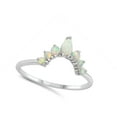 thumbnail image 4 of CHOOSE YOUR COLOR White Simulated Opal Tiara Ring .925 Sterling Silver Band CZ Female Size 6, 4 of 4