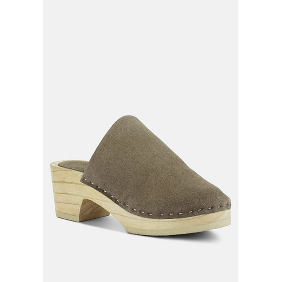 DARCIE Taupe Suede Clogs