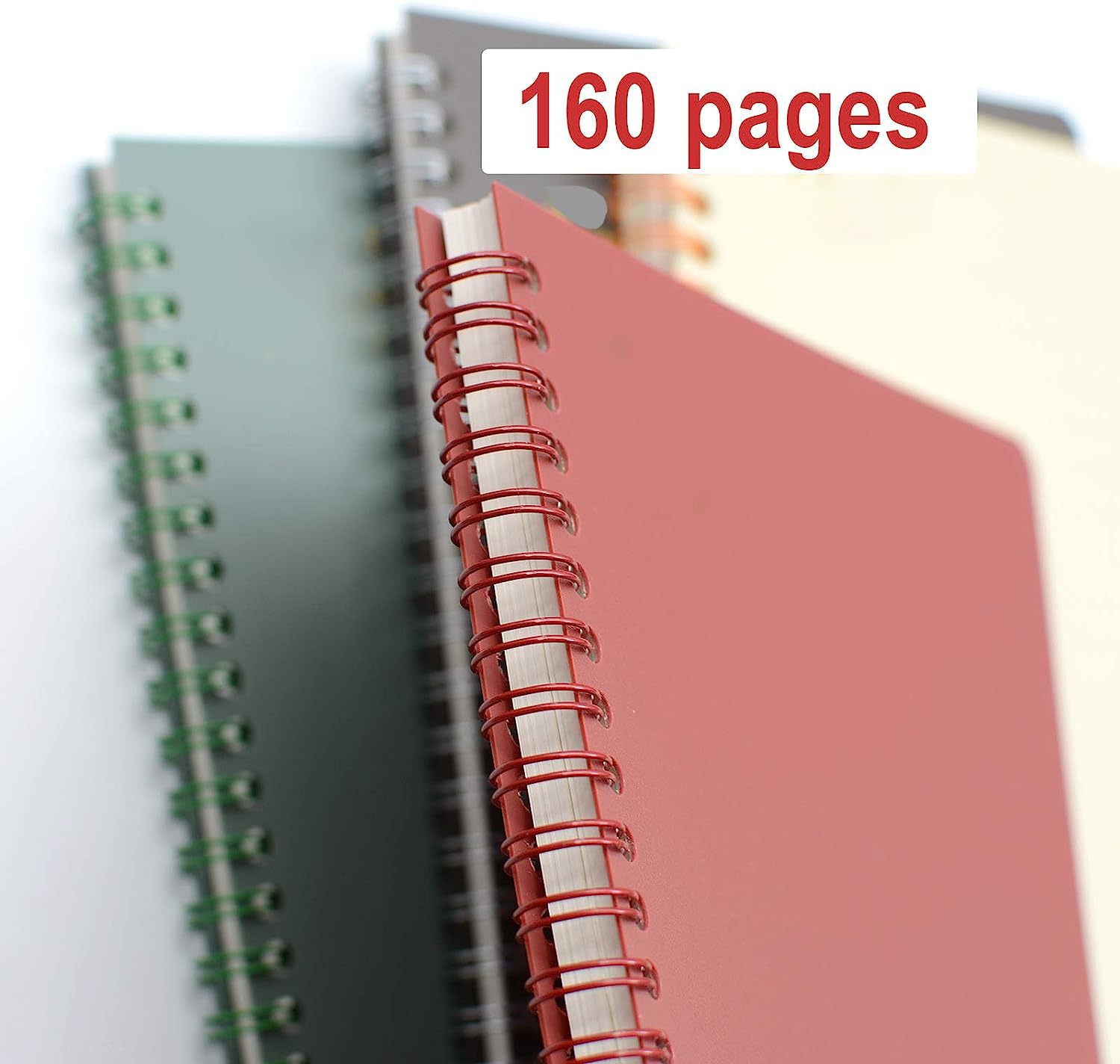 Spiral Notebook  4 8.3 Inch X 5.9 A5 Thick Plastic Hardcover 8mm Ruled 4 Color 80 Sheets -160 Pages Journals For Study And Notes (style 10-wine Red Brown Green A5)
