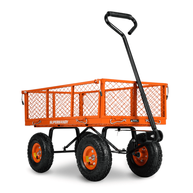 SuperHandy Chariot Utilitaire Robuste Capacité de 400 Lb - pour Transporter Bois, Outils et Matériaux (Orange)