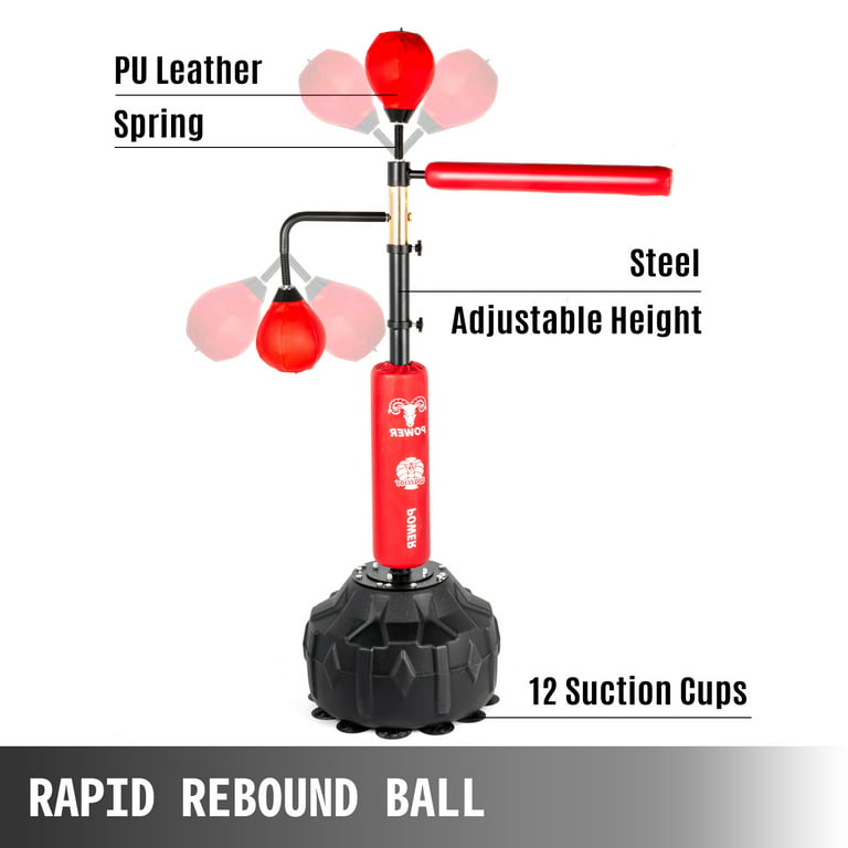 Boxing Speed Ball with Stand,Height Adjustable Cobra Bag Training Reaction  Target Punching Bag,Fitness Muscle Building Boxing Equipment,6 Suction Cups