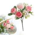 thumbnail image 2 of Artificial Peony Stem Small Faux Floral Bouquet Lifelike Bloom For Home Indoor Dining Table Centerpiece Kitchen Wedding Decor, 2 of 9