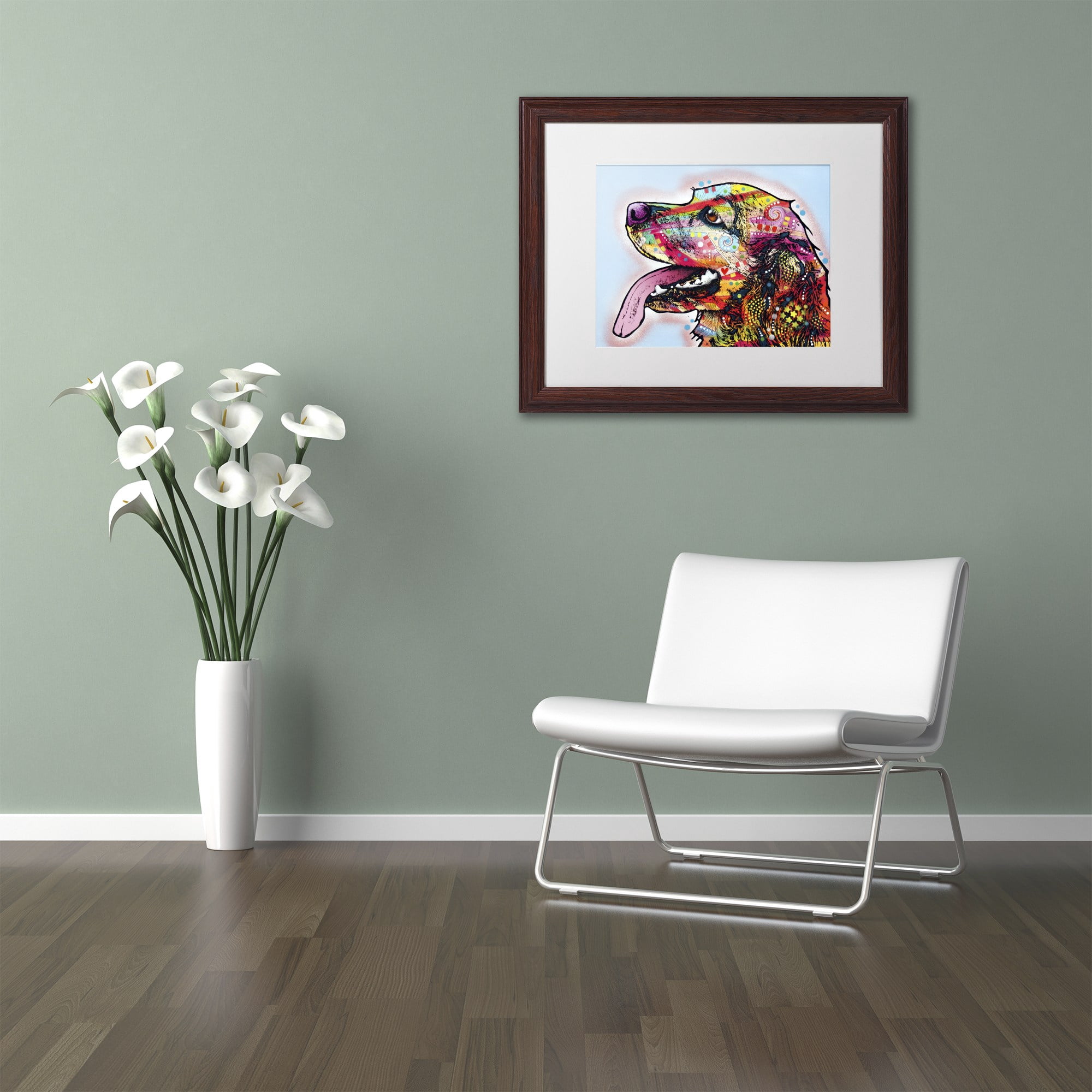 Trademark Fine Art "Cocker Spaniel" Canvas Art by Dean Russo, White Matte, Wood Frame