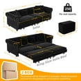 thumbnail image 3 of Timbernest 89" Pull Out Sofa Bed King Size, 3 in 1 Convertible Sleeper Sofa, Velvet Chaise Lounge, Tufted 3-Seater Chesterfield Sofa with Movable Ottoman and Rolled Arm, Black, 3 of 14