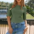 thumbnail image 4 of Heisall Womens Tops Half Sleeve Round Neck Solid Color Casual Tshirts, 4 of 9