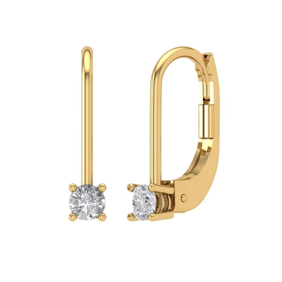 Clara Pucci 0.2Ct Clear Round Cut VVS1 Lever Back Drop Dangle 18k Solid hypoallergenic Gold Designer Earrings For April