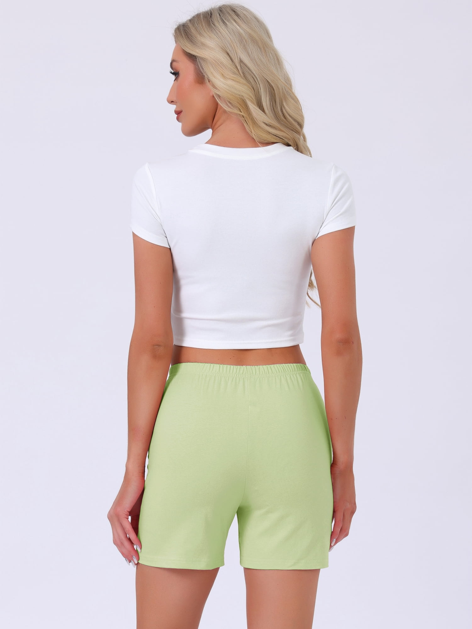 DARING DIVA Women's Cotton Soft Stretch Comfy Lounge Shorts with Pockets XS Green