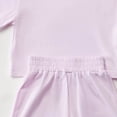 thumbnail image 4 of Splozh Baby Girl Beach Outfit Toddler Girl Clothes Summer Outfit Set Short Sleeve Top and Shorts Soft Stretchy 2 Piece Purple,3-4 Years, 4 of 4