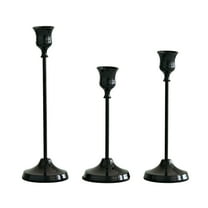 3-Piece Candelabra Set, Aluminum Alloy Metal Candlestick Holders with Varying Heights for Wedding Dining Table Holiday Decor(Black)