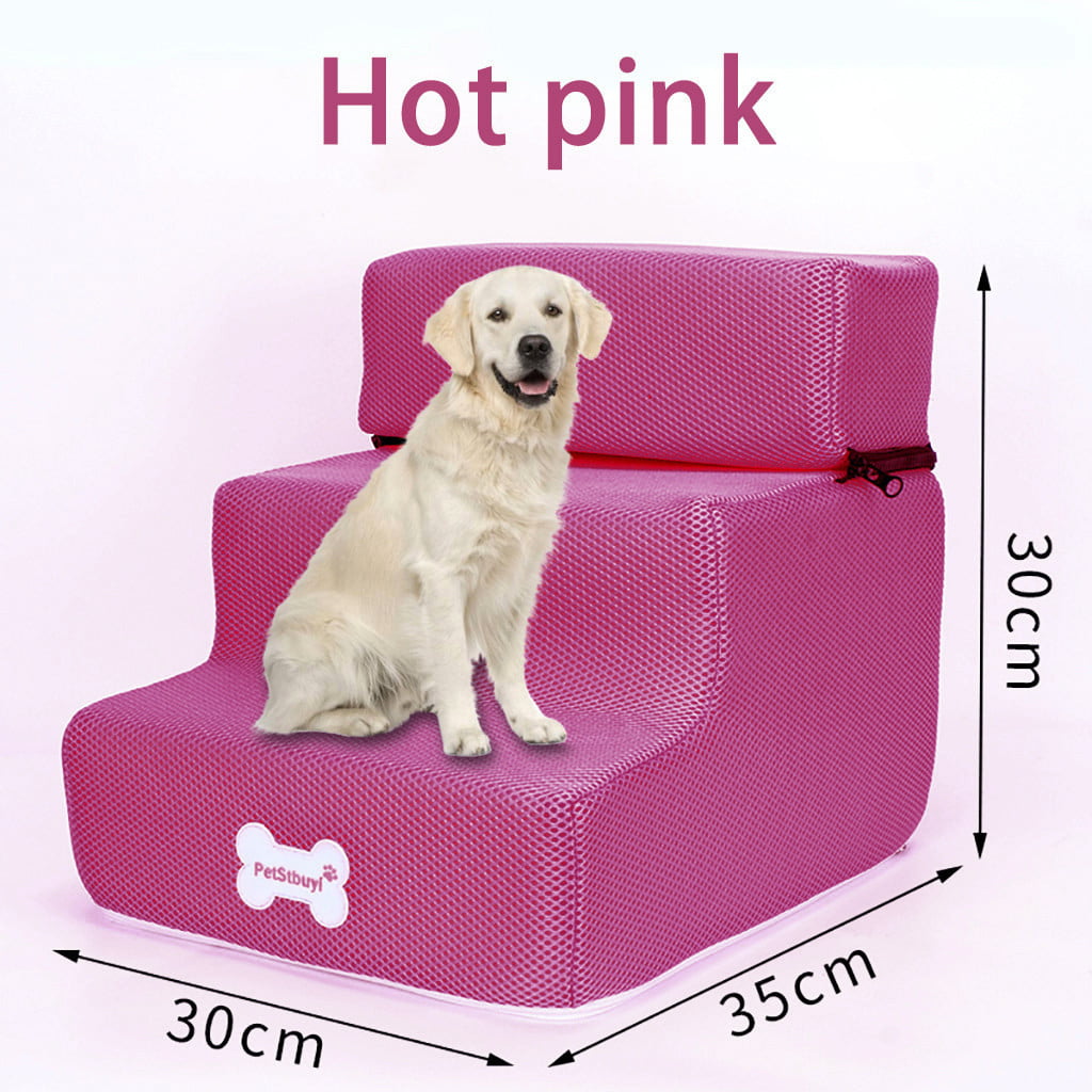 SmallYin New Breathable Mesh Foldable Pet Stairs Detachable Pet Bed Cat Dog Ramp 3 Steps 