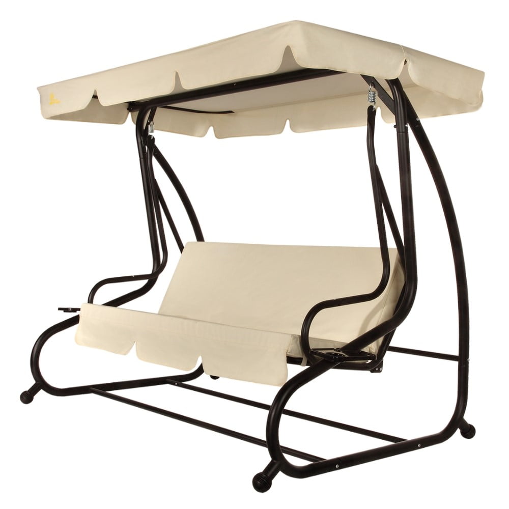 Palm Springs 3 Person Converting Patio Porch Swing Chair with Cushions Futon by Palm Springs