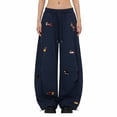 thumbnail image 2 of MVRLSH Sweatpants Women Elastic Waist Side Pockets Sport Casual Trousers Solid Loose Long Comfort Pants Blue M-3Xl, 2 of 8